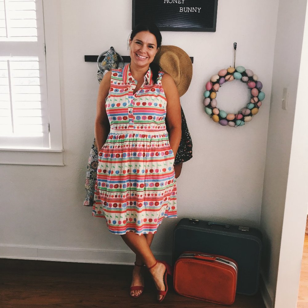 ModCloth Fits The Function Cherries Floral Collared Button Down Dress XL